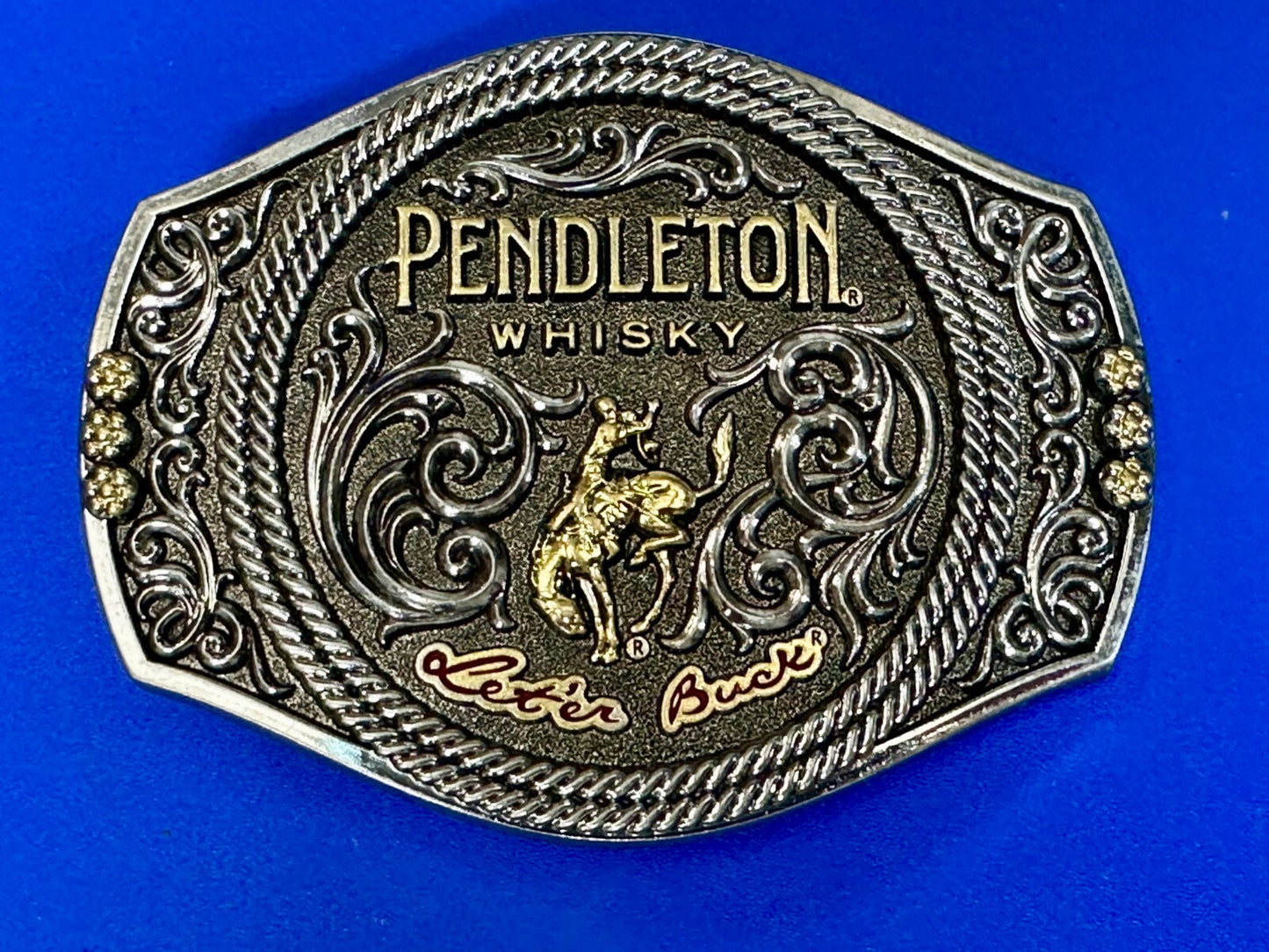 2021 Pendleton Whiskey Let'er Buck Rodeo Cowboy Montana Silversmiths Buck Buckle