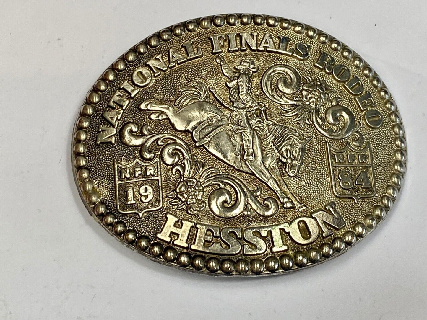 1984 Adult Size Nfr National Finals Rodeo Belt Buckle By Fred Fellows