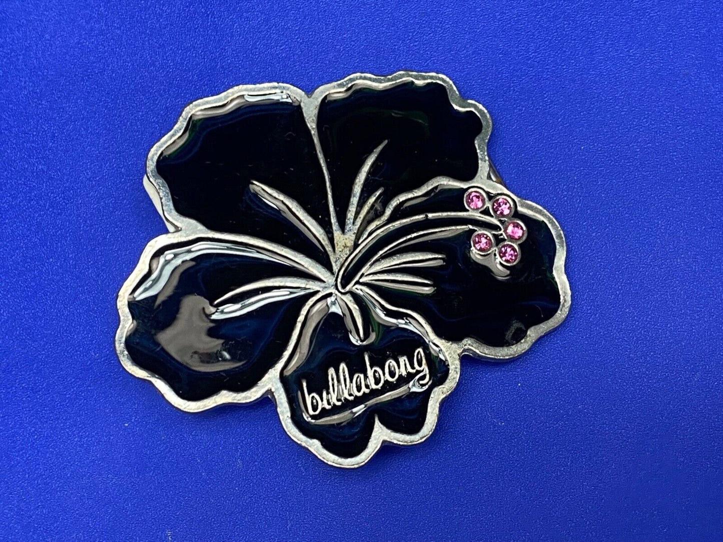 Billabong Belt Buckle Black & Silver Jeweled Flower - Australian Surf Company
