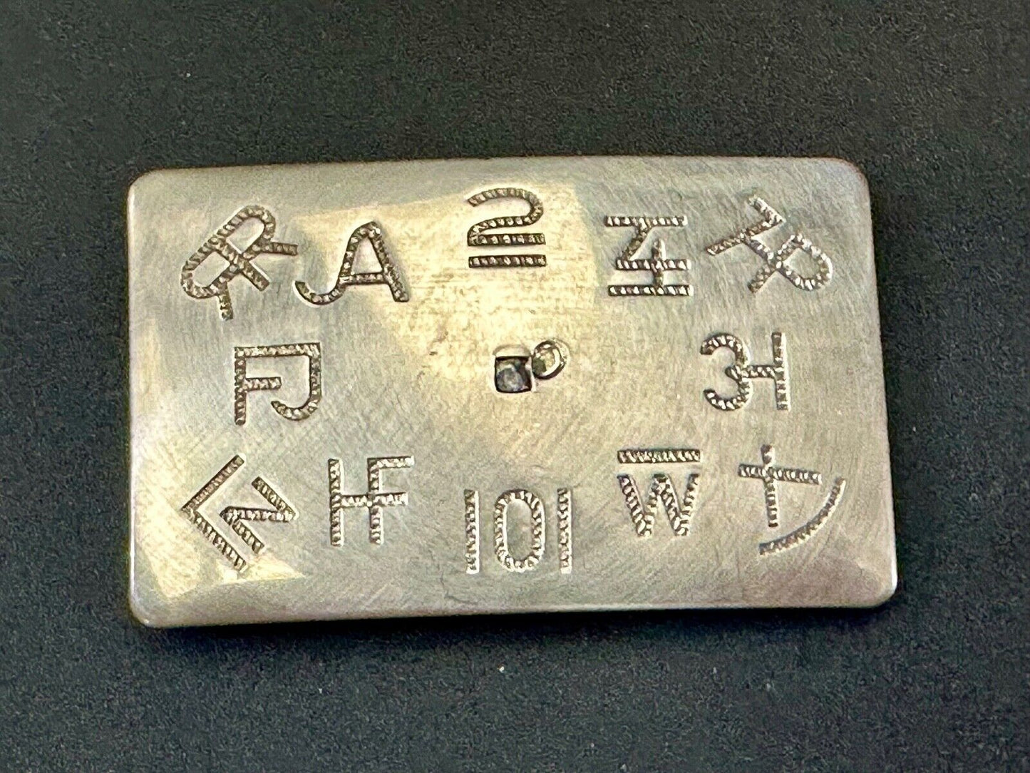 Vintage Chambers cattle branding symbols belt buckle - no center