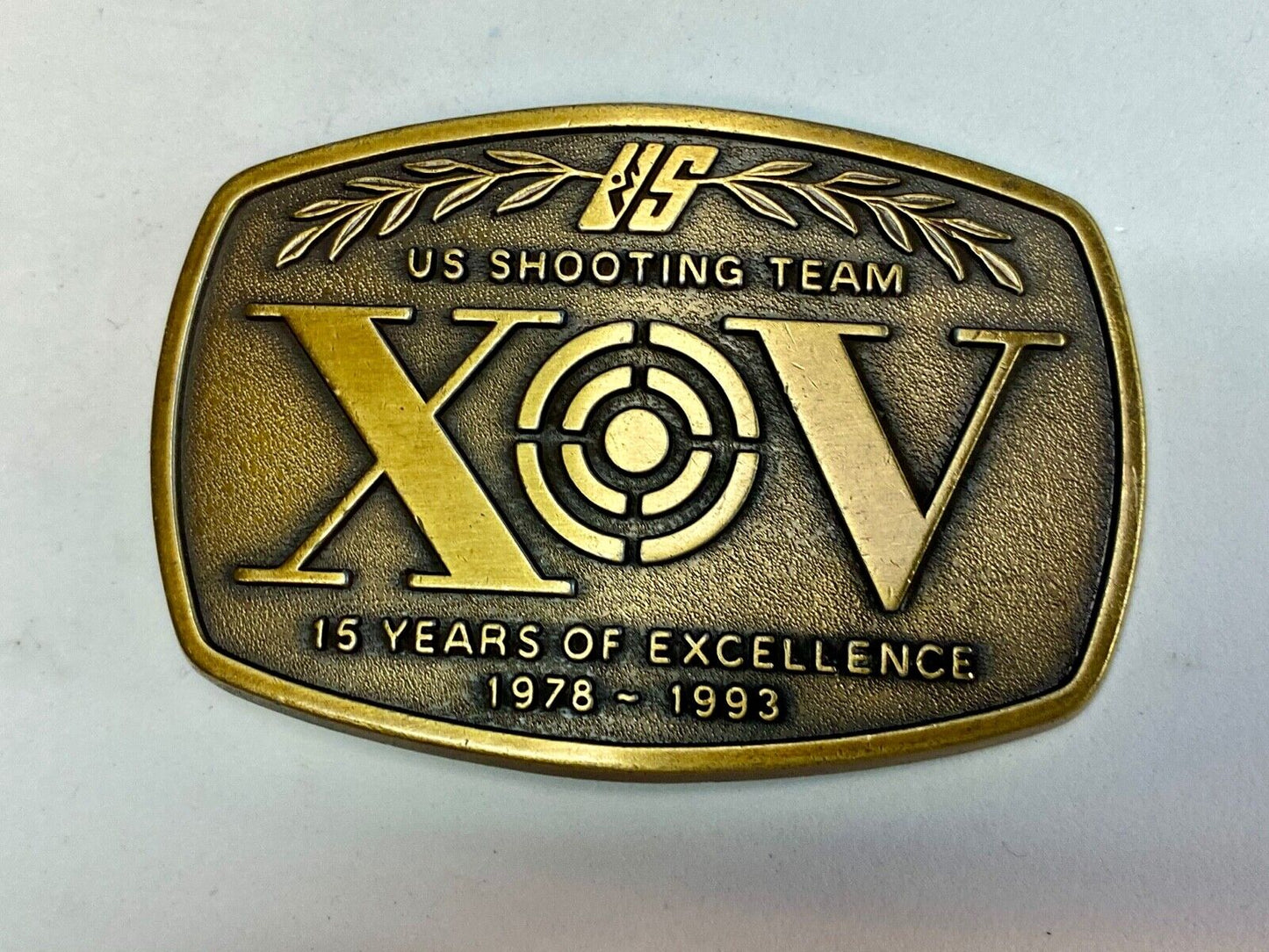 Vintage 1970's US shooting team XOV belt buckle - 15 years of excellence
