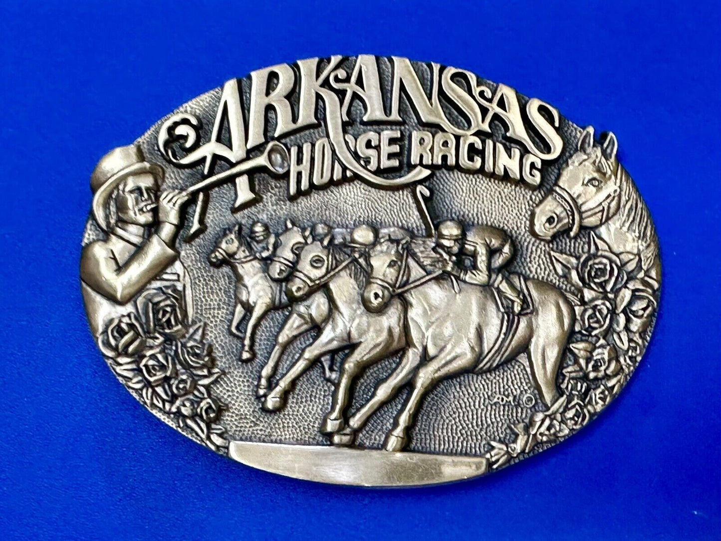 Arkansas State Horse Racing Vintage Solid Brass Award Design Medals Belt Buckle