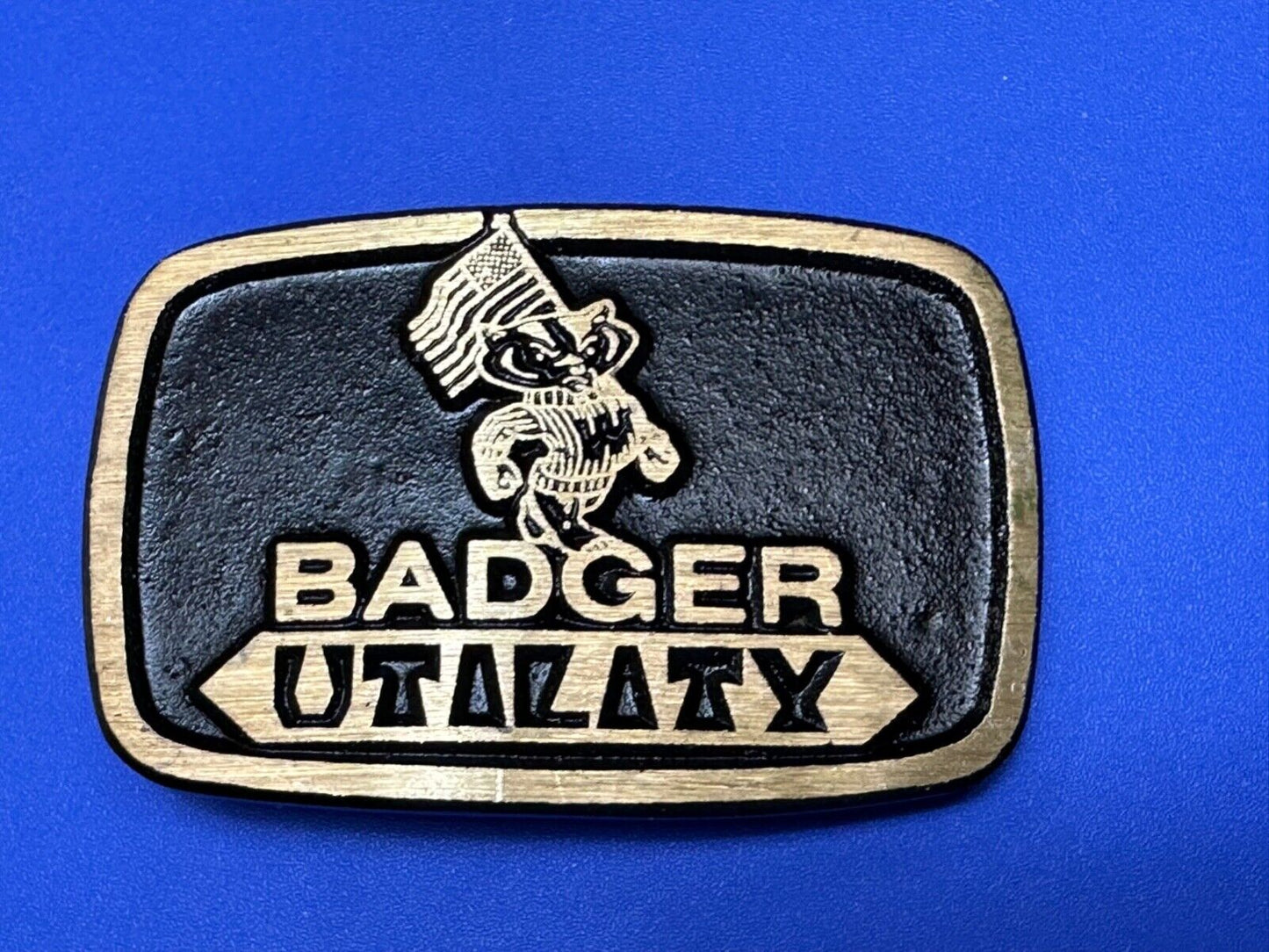 Vintage Badger Utility Wisconsin Power Company Brass Dynabuckle belt buckle