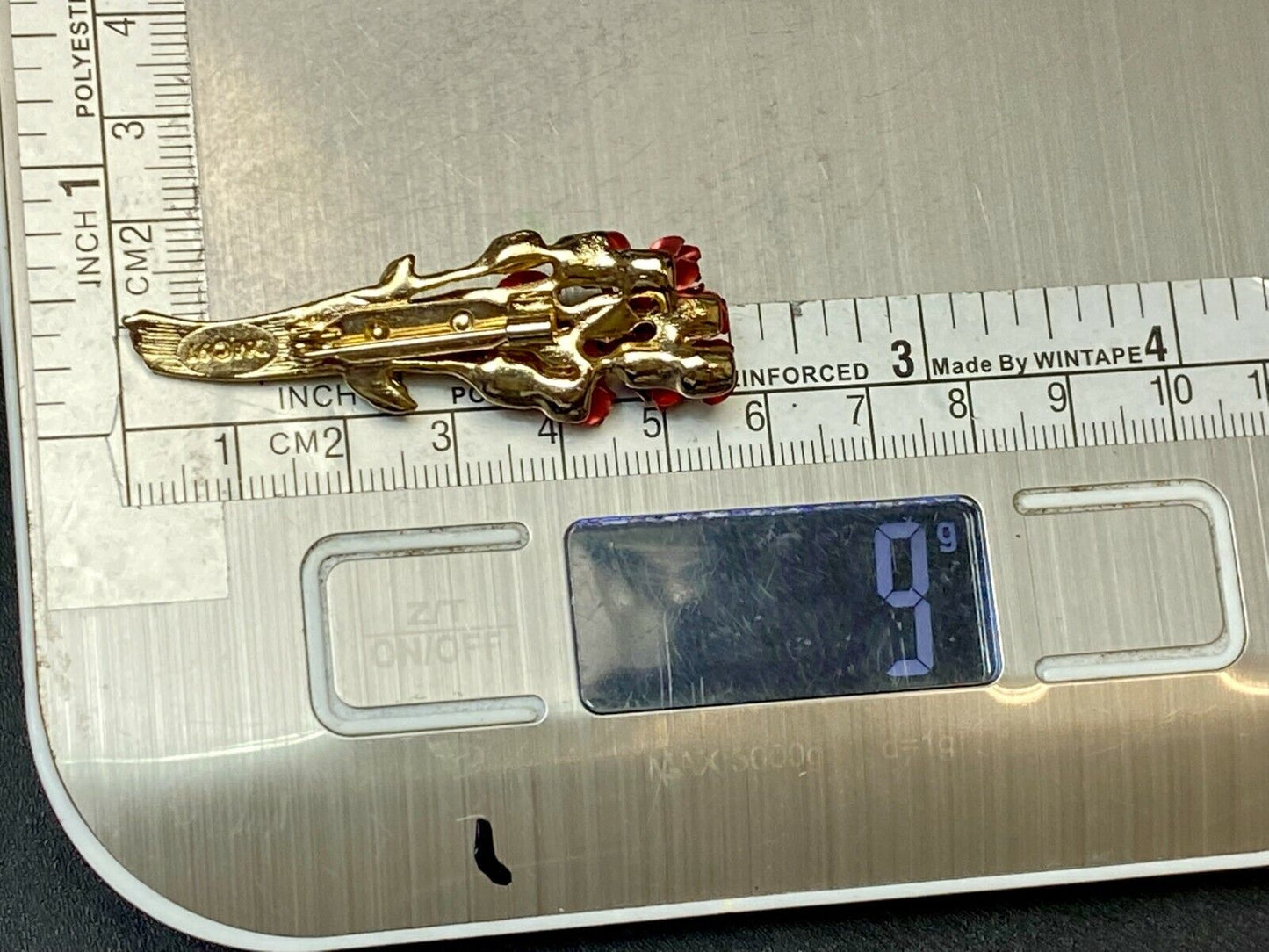 Vintage Danbury Mint For Avon Red Rose Bouquet Brooch DM 97 Gold Plated Broach