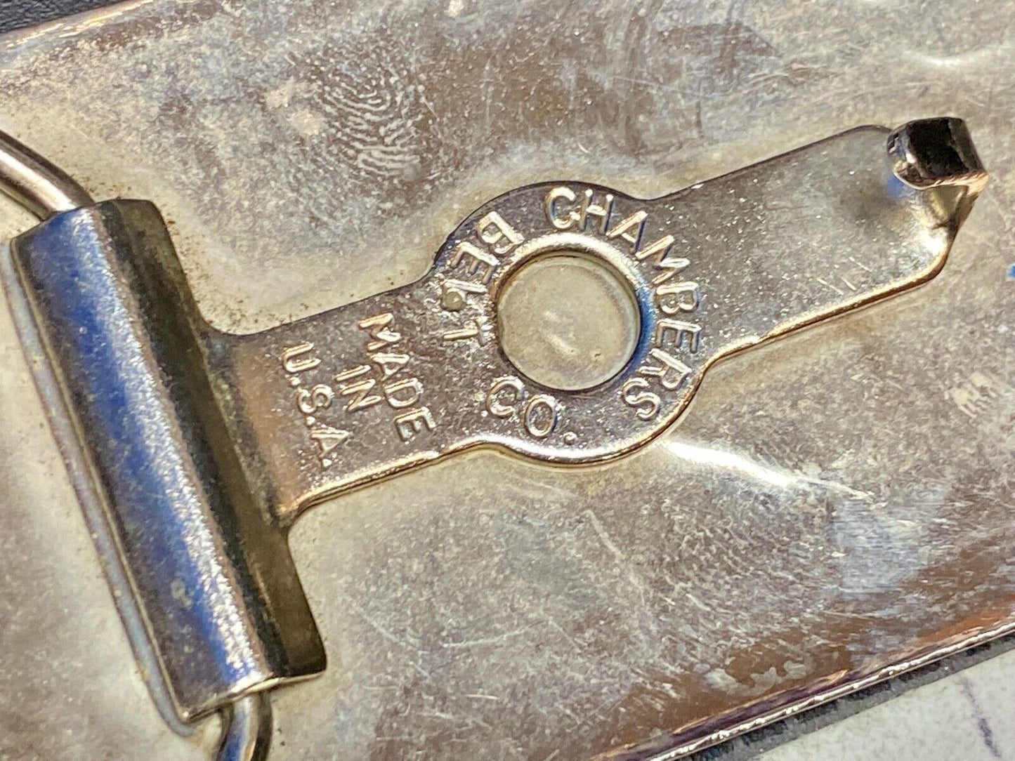 Vintage Chambers Belt Company Horse Head Shoes US made lucky western Buckle