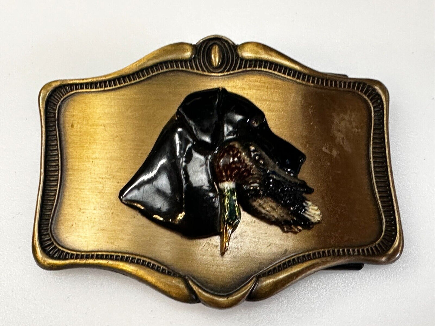 Black Labrador Retriever Bird Dog Wild Duck Hunting Vintage Raintree Belt Buckle