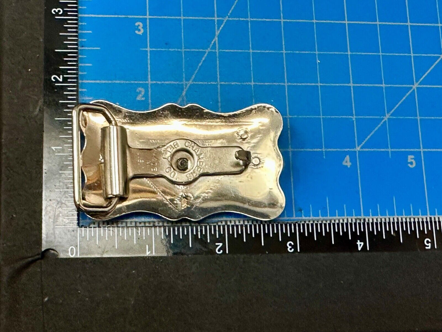 Vintage Chambers Horse head on reflective engraved USA made western Belt Buckle