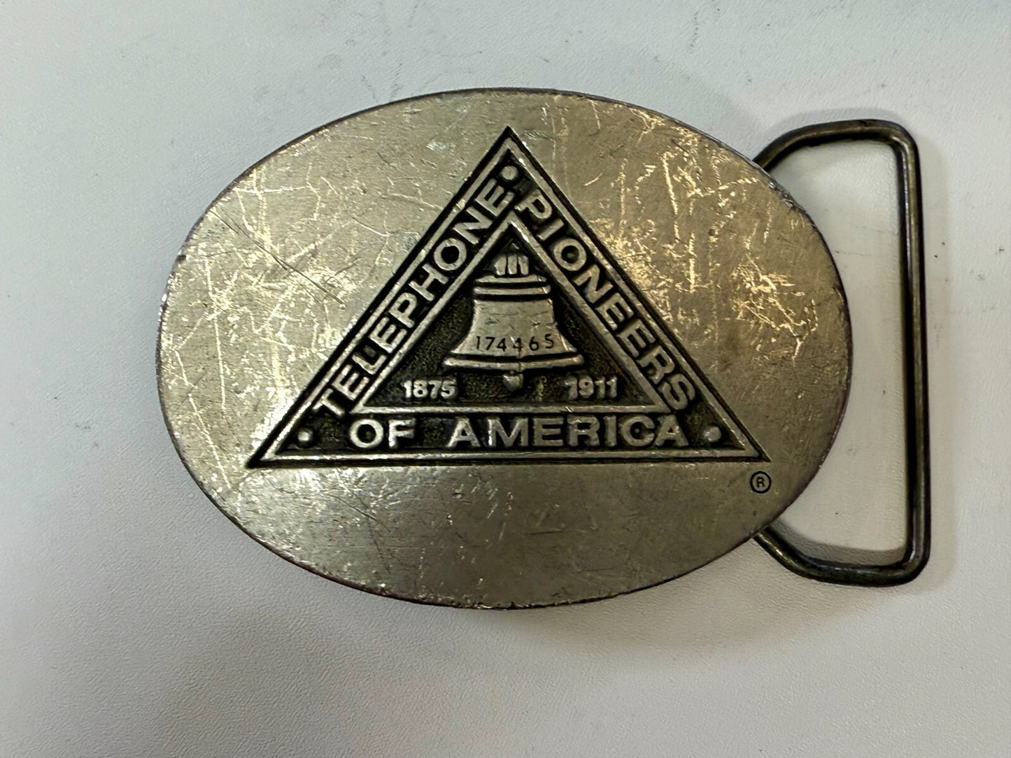 Telephone Pioneers of America Silver Color Commemorative Belt Buckle