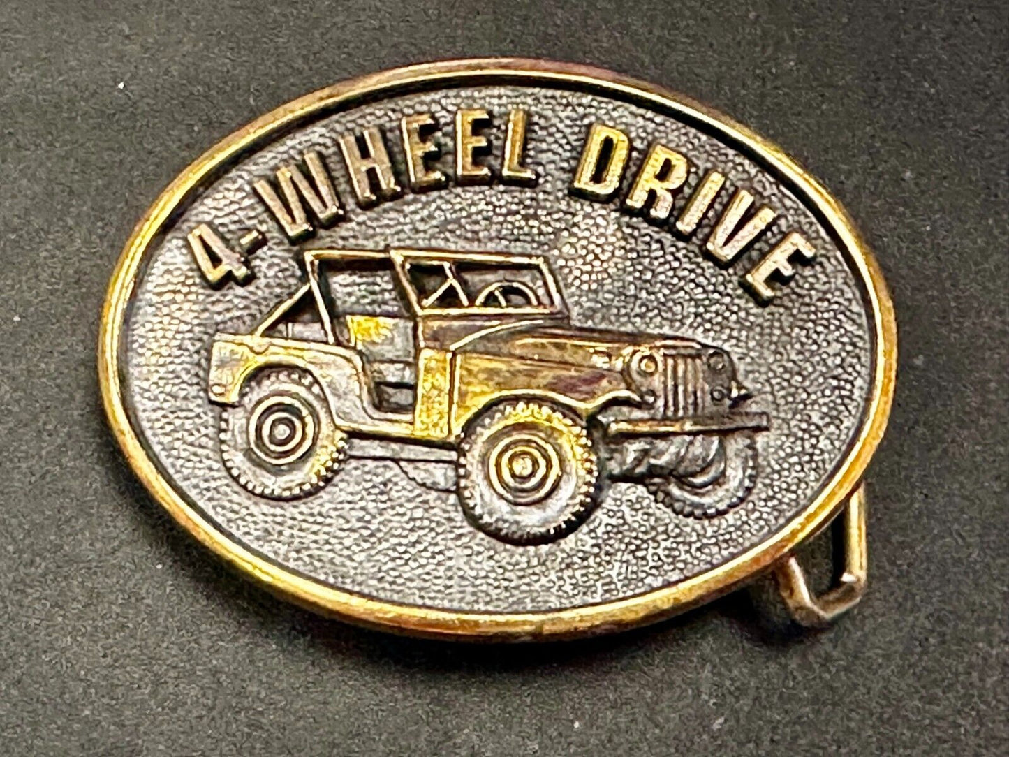 4-Wheel Drive ( Jeep ) 4x4 Off Road Solid Brass Vintage 1978 Belt Buckle by BTS
