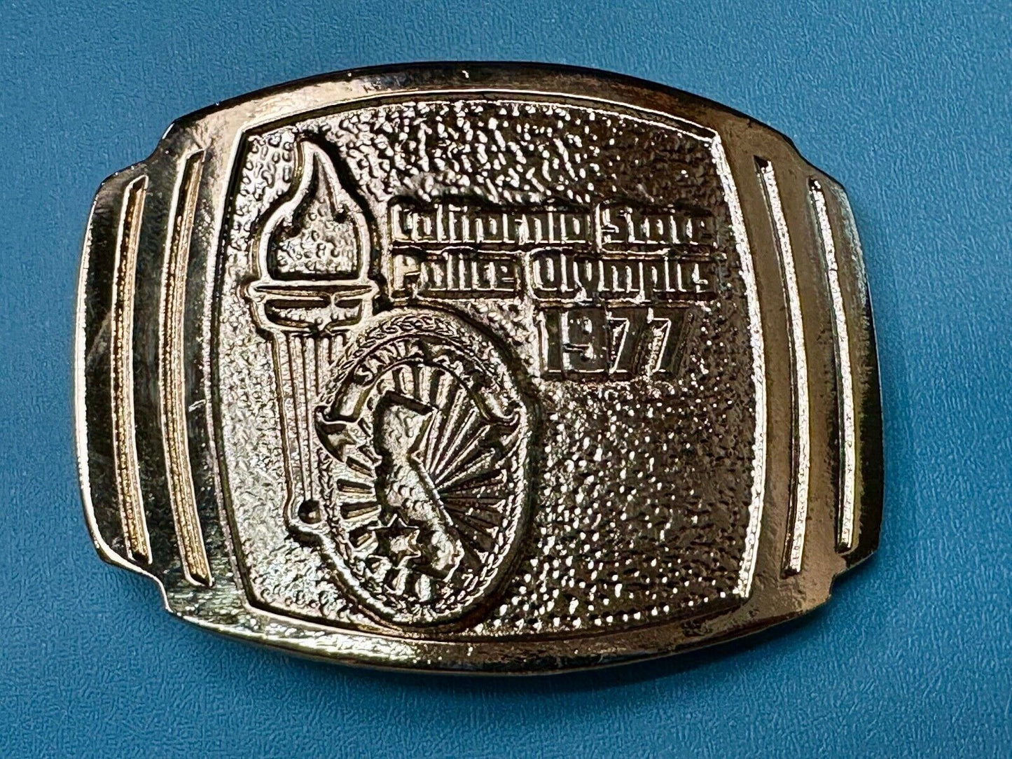 Vintage California State Police Olympics 1977 belt buckle