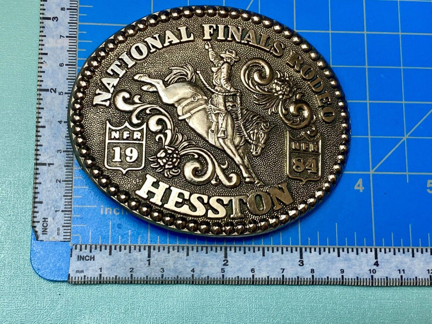 1984 NFR National Finals rodeo HESSTON Adult Size 2nd eddn Collector Belt Buckle