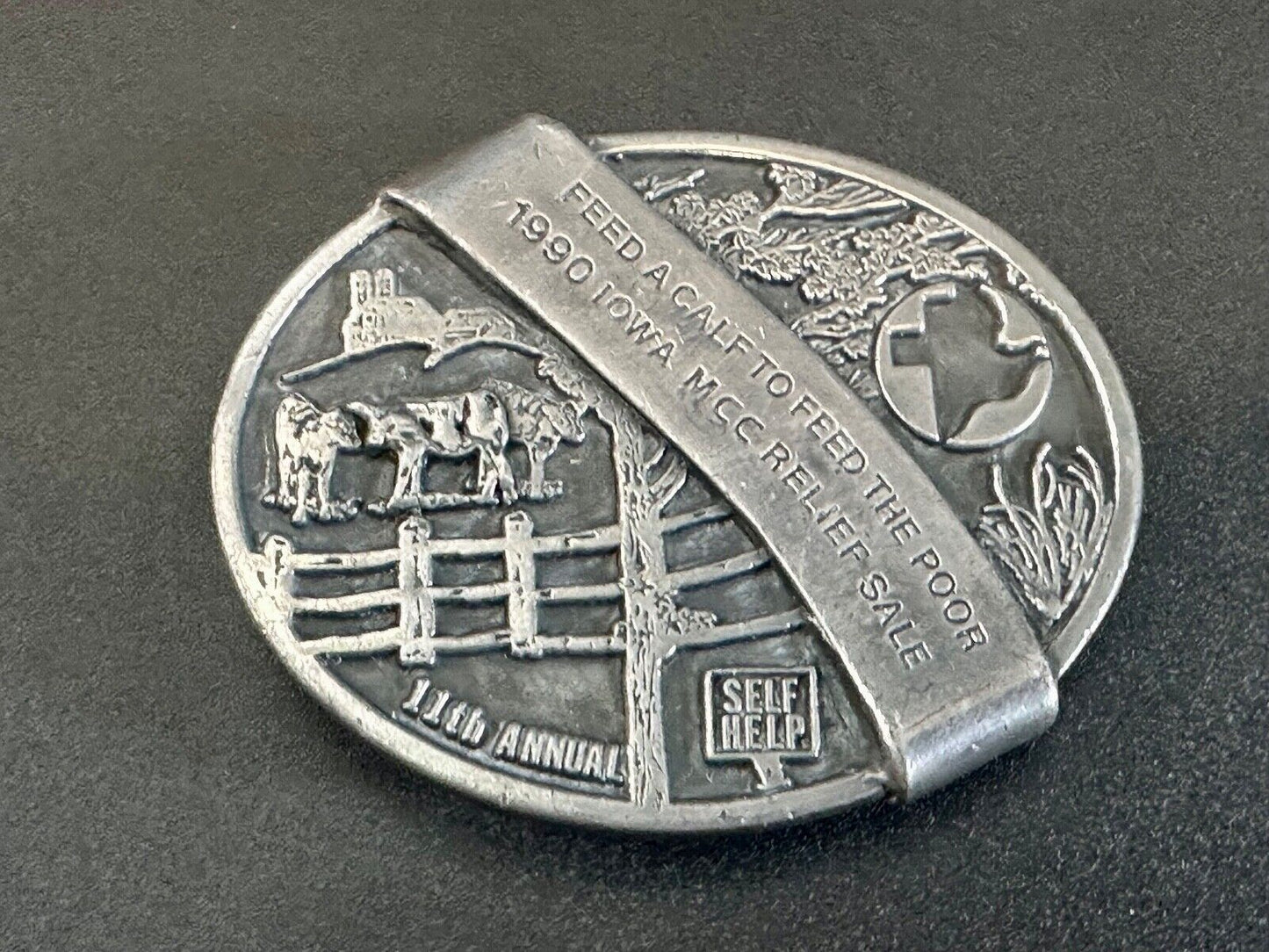 1990 Iowa MCC rebuff sale- Feed Calf to feed the poor belt buckle