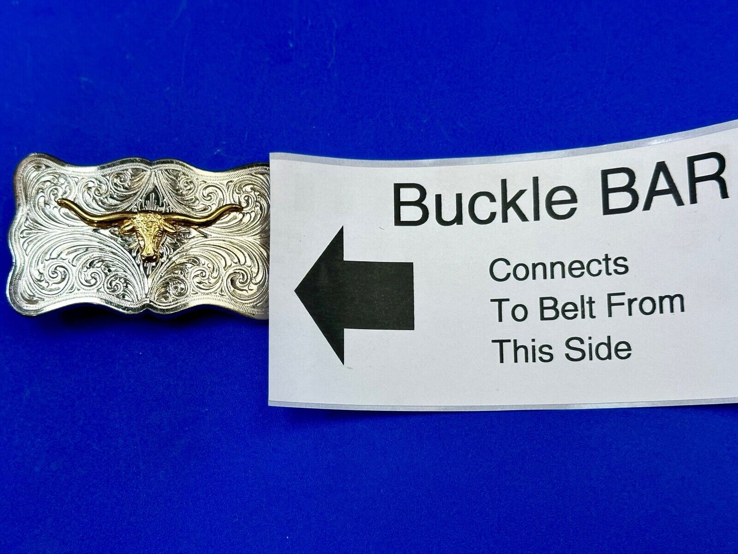 The Longhorn cow steer - cowboys cowgirls western two tone belt buckle