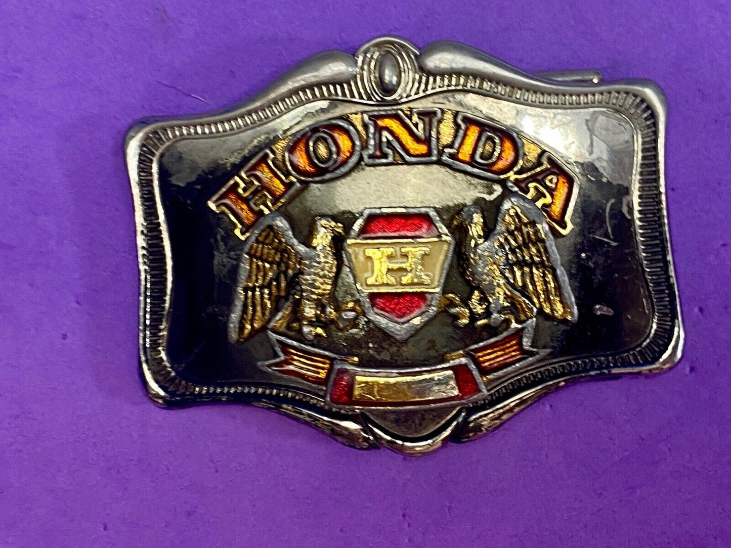 Vintage 1978 Honda H Gold Wing Two Eagle's Logo Western Framed Belt Buckle