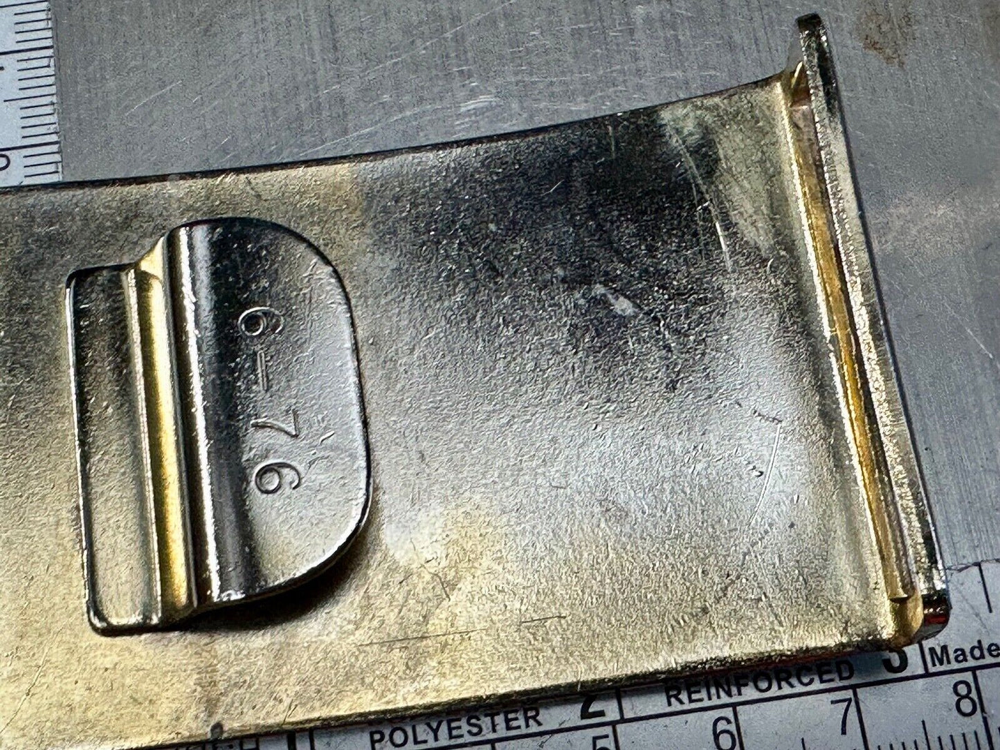 USMC Marine Corp NCO Dress Belt Plate Plain Belt Buckle 6-76 -some discoloration