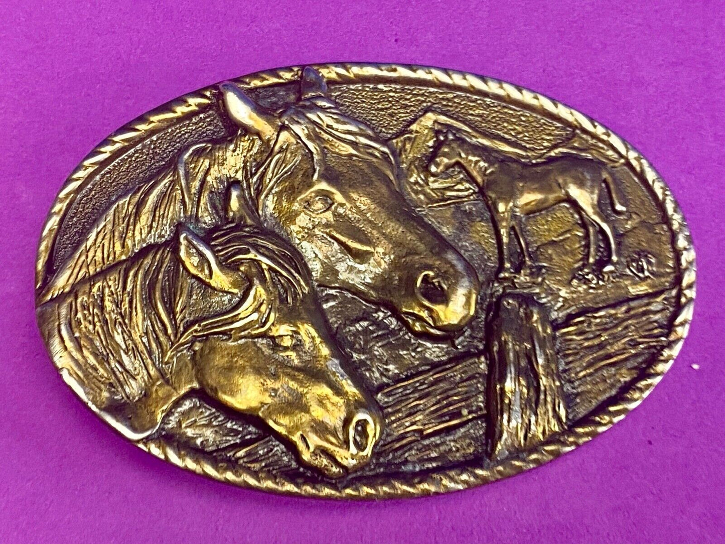 Tribute to the Horse - head, bust profile in western commemorative belt buckle