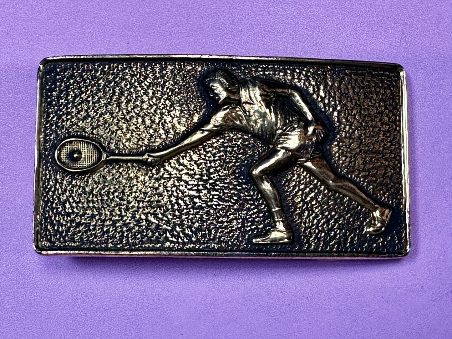 Tennis Player Men Solid Brass Vtg 1978 Belt Buckle by Baron Buckles Taiwan 8007