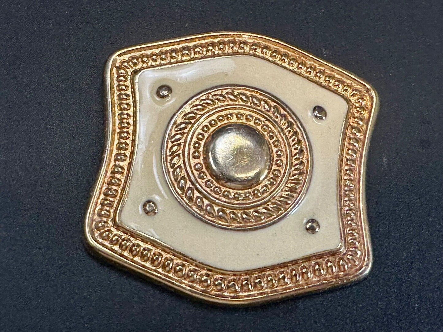 80's retro gold & cream color scarf slide