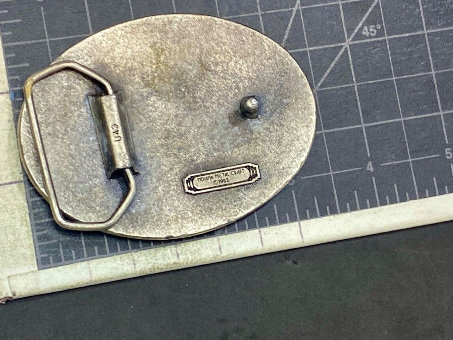 Vintage 1982 American Eagle Flying Wings Wide Indiana Metal Craft Belt Buckle