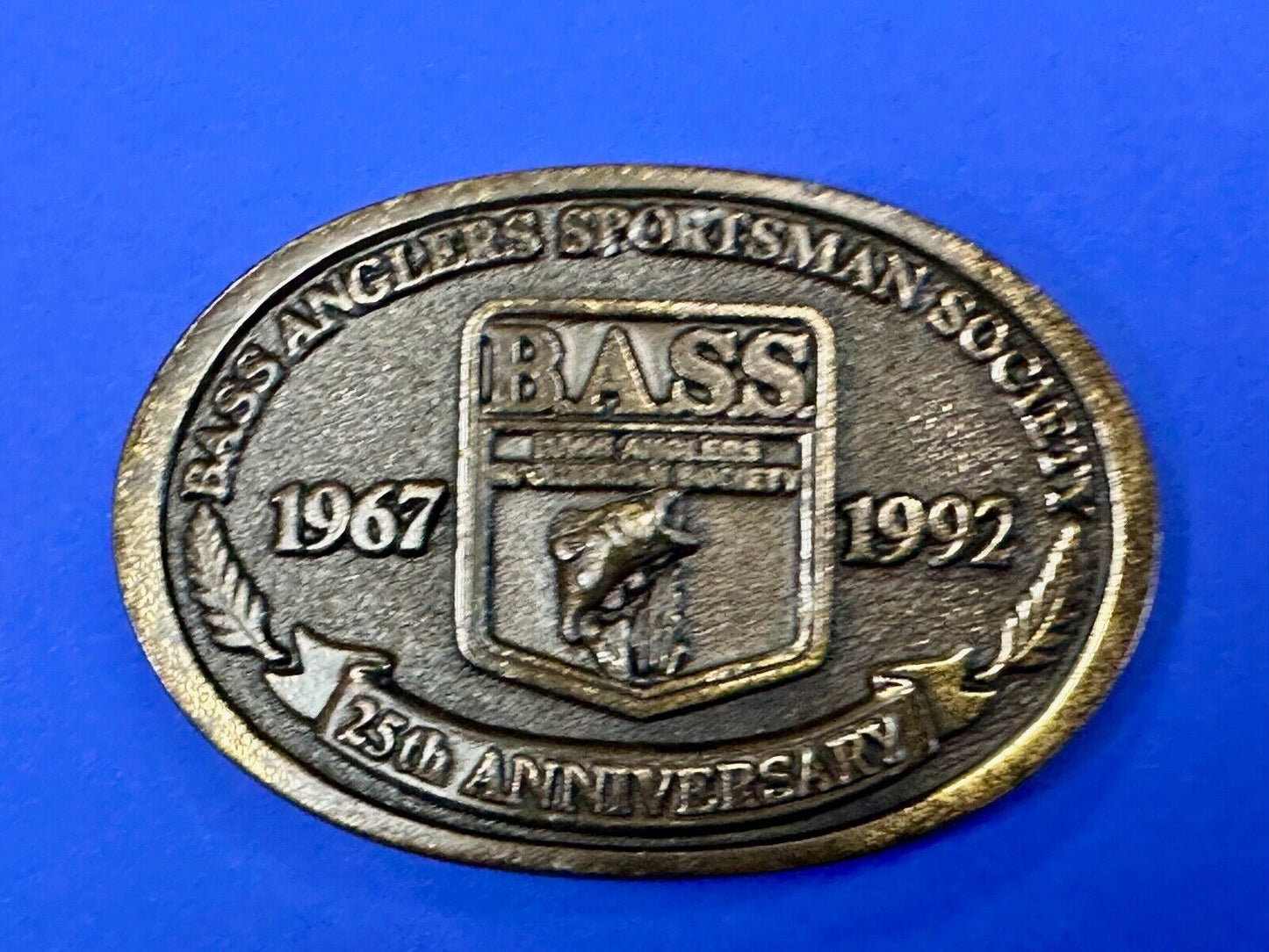 BASS 25th Anniversary Belt Buckle Bass Anglers Sportsman Society 1967 1992