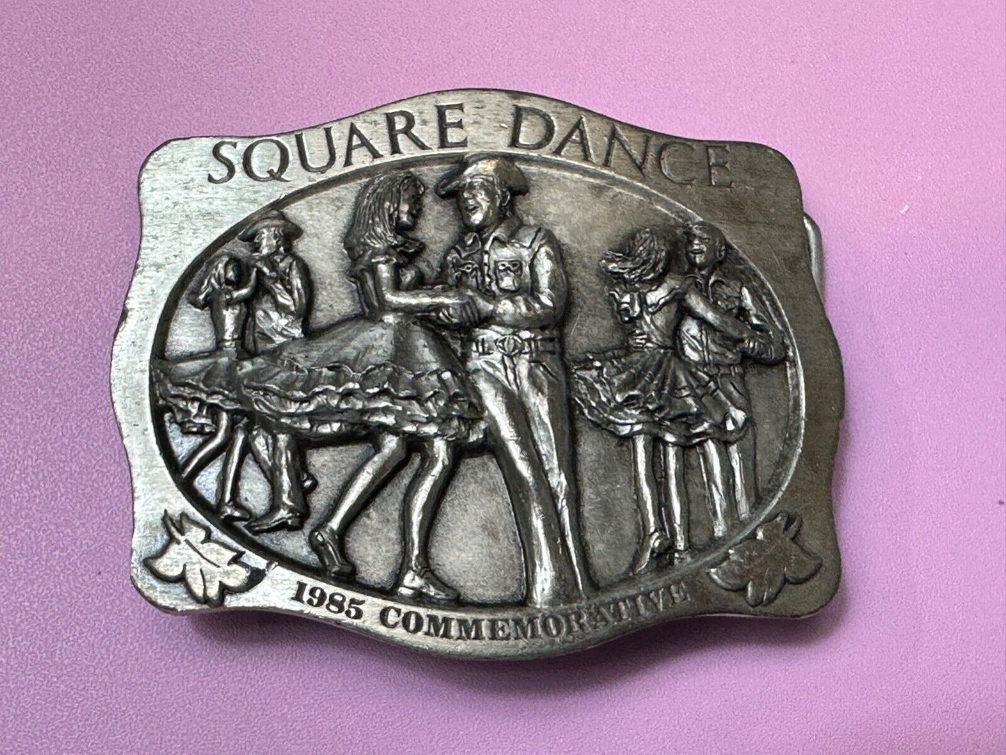 Vintage 1985 Square Dancing Commemorative belt buckle by Arroyo Grande