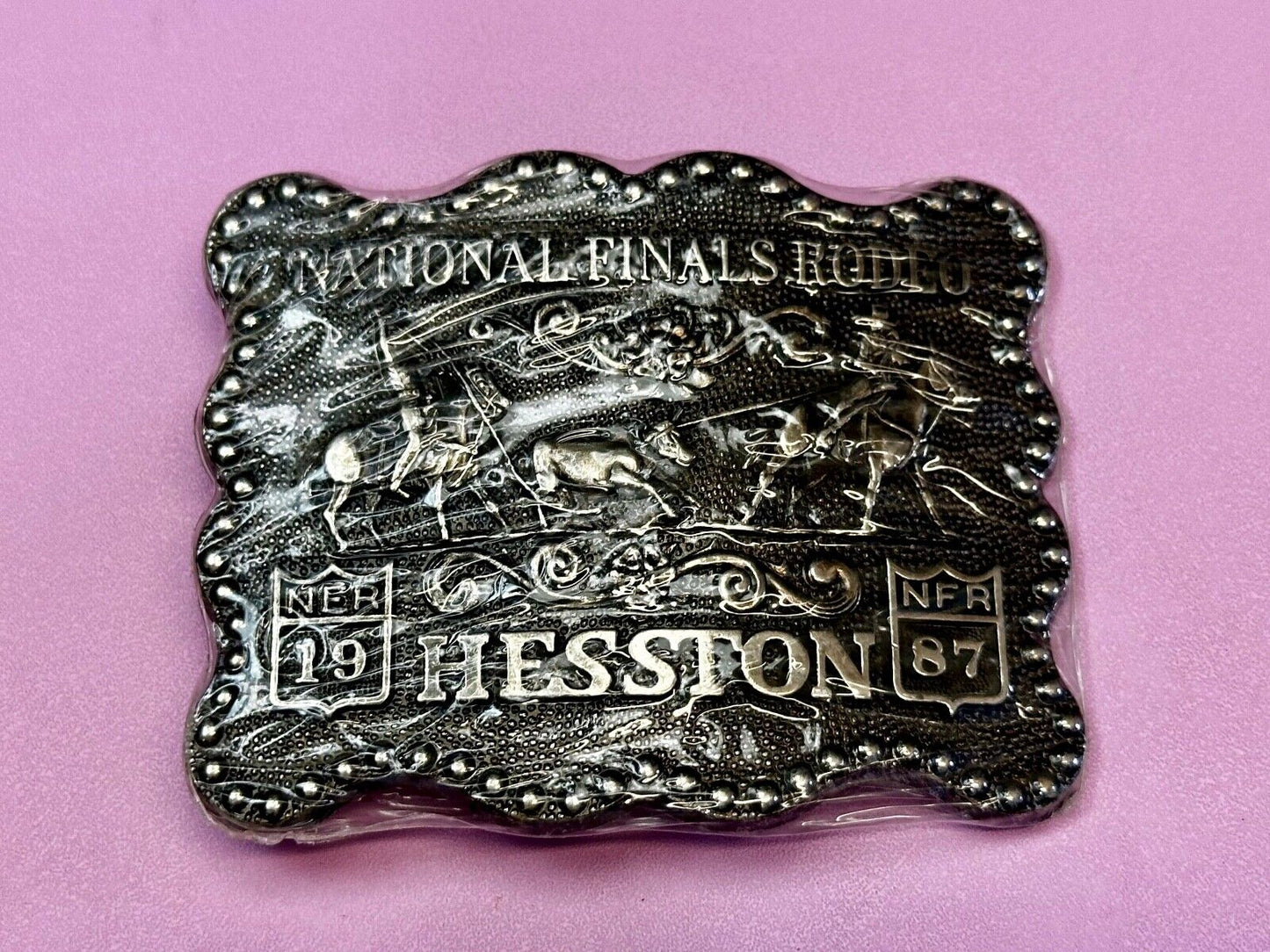 1987 National Finals Rodeo NFR Cowboy Western NOS Belt Buckle in wrap