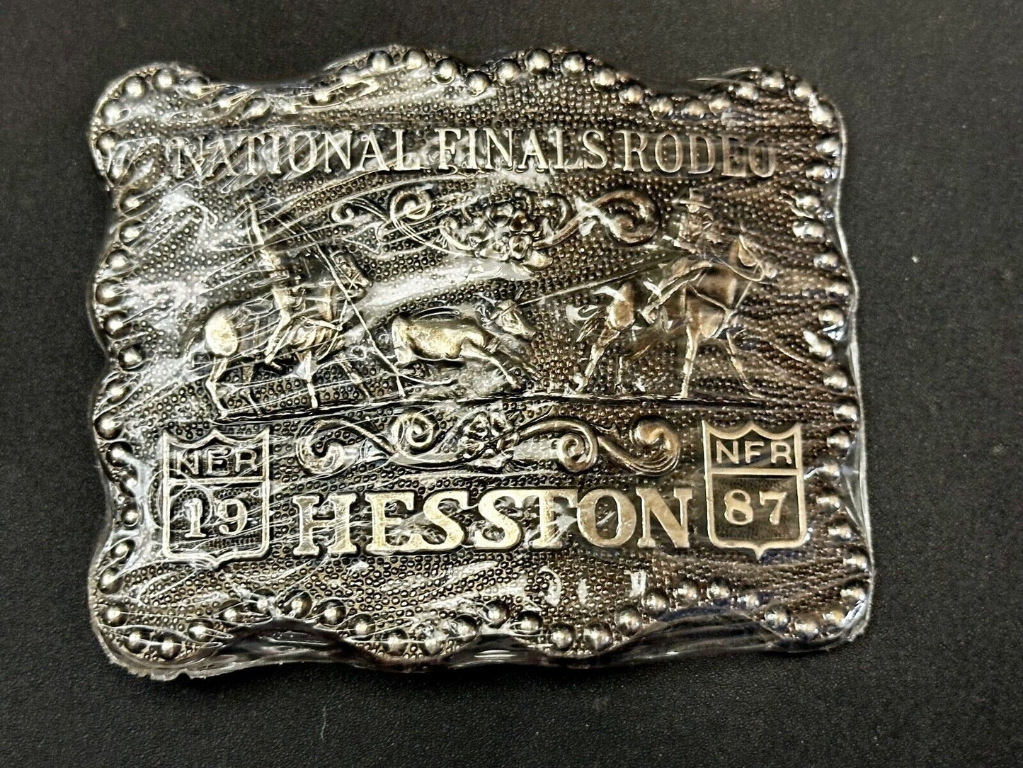 1987 National Finals Rodeo NFR Cowboy Western NOS Belt Buckle in wrap