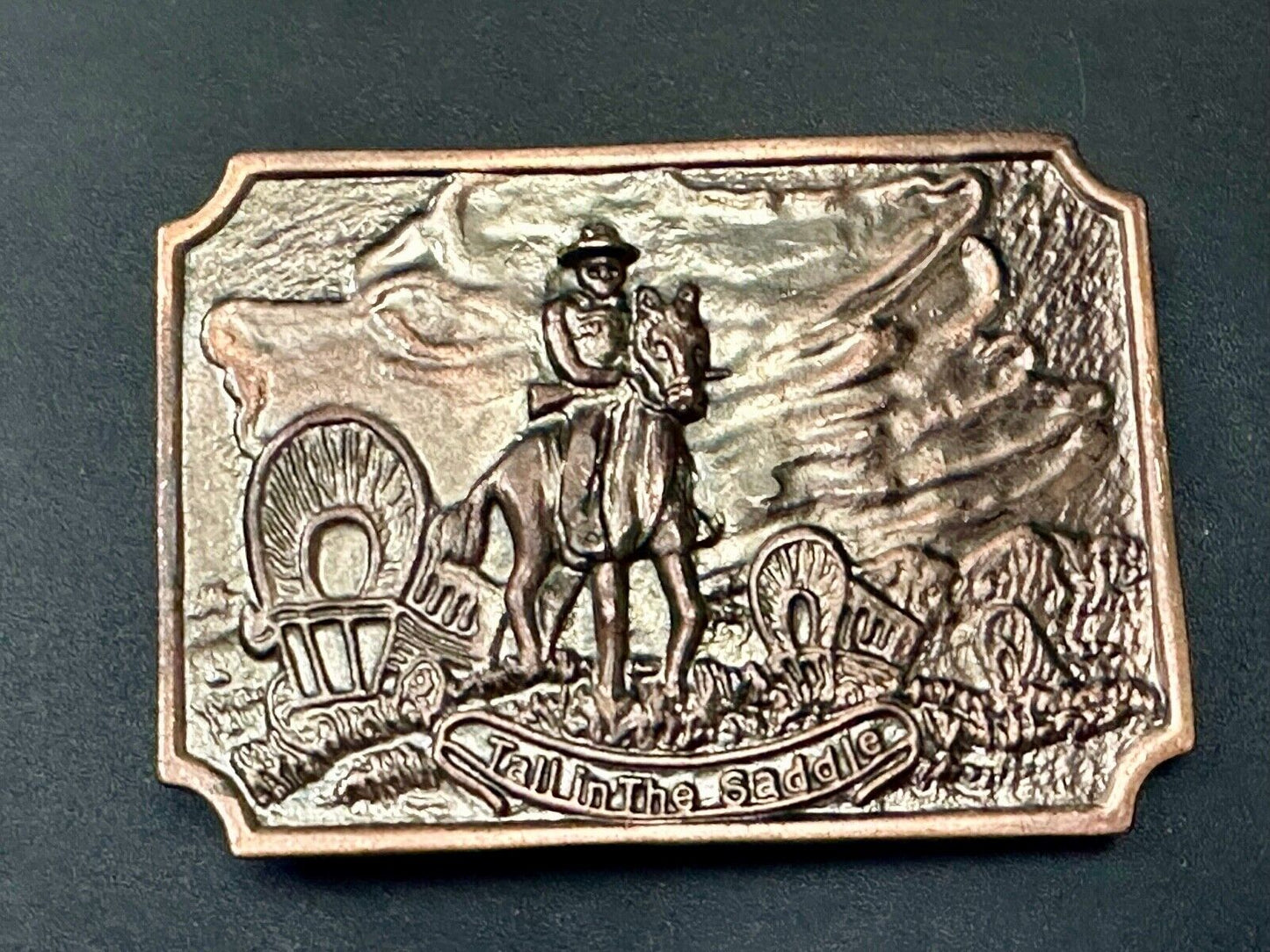 Tall in the Saddle Art Western Horse and Cowboy way of life! Vintage belt buckle