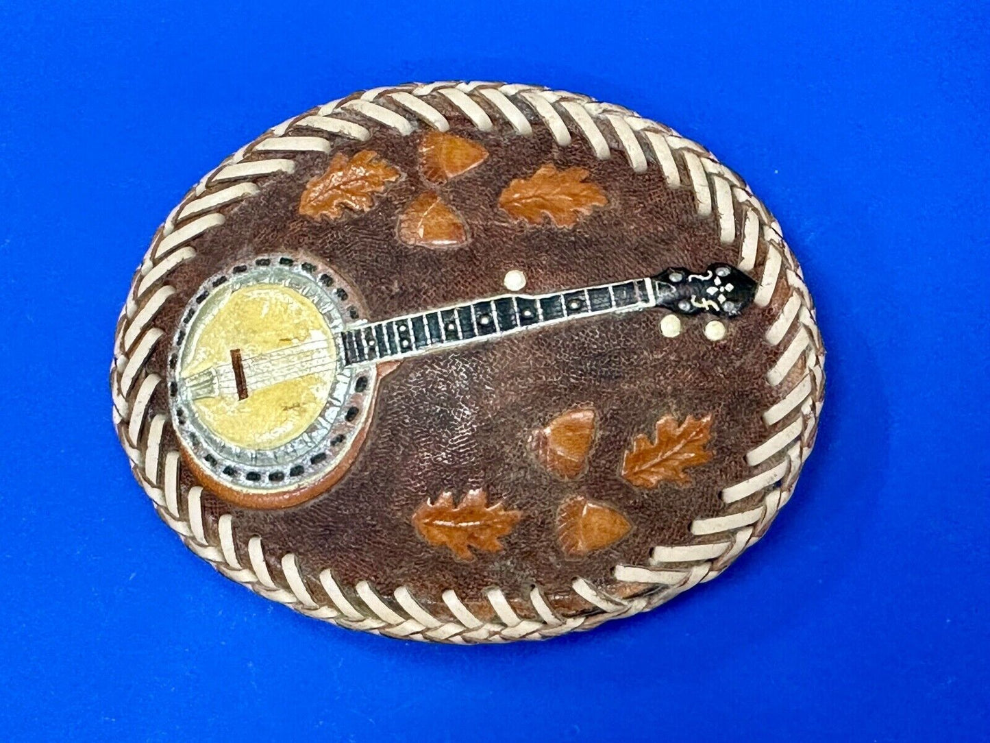 Banjo Country Music Bluegrass Pickers Gorgeous Snake Skin Vintage Belt Buckle