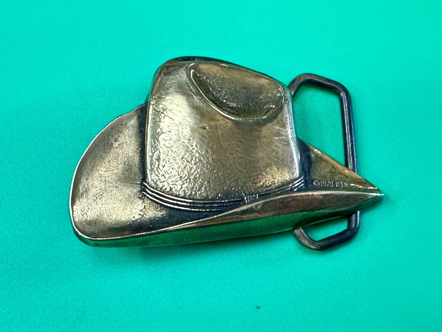 1978 BTS Cowboy Hat Figural Western Rodeo Vintage Cowboy Wearz belt buckle