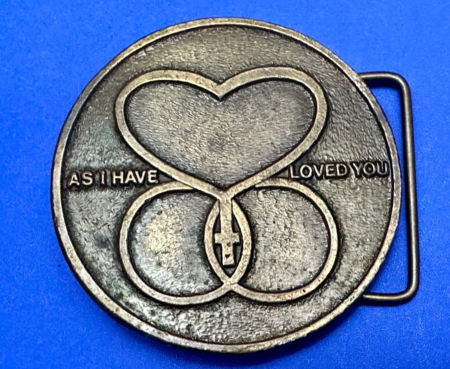 AS I HAVE LOVED YOU Round heart star of David belt buckle