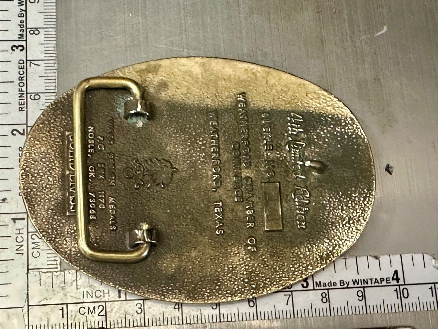 Texas Weatherford Main Street - vintage 1987 LIMITED ADM solid brass belt buckle