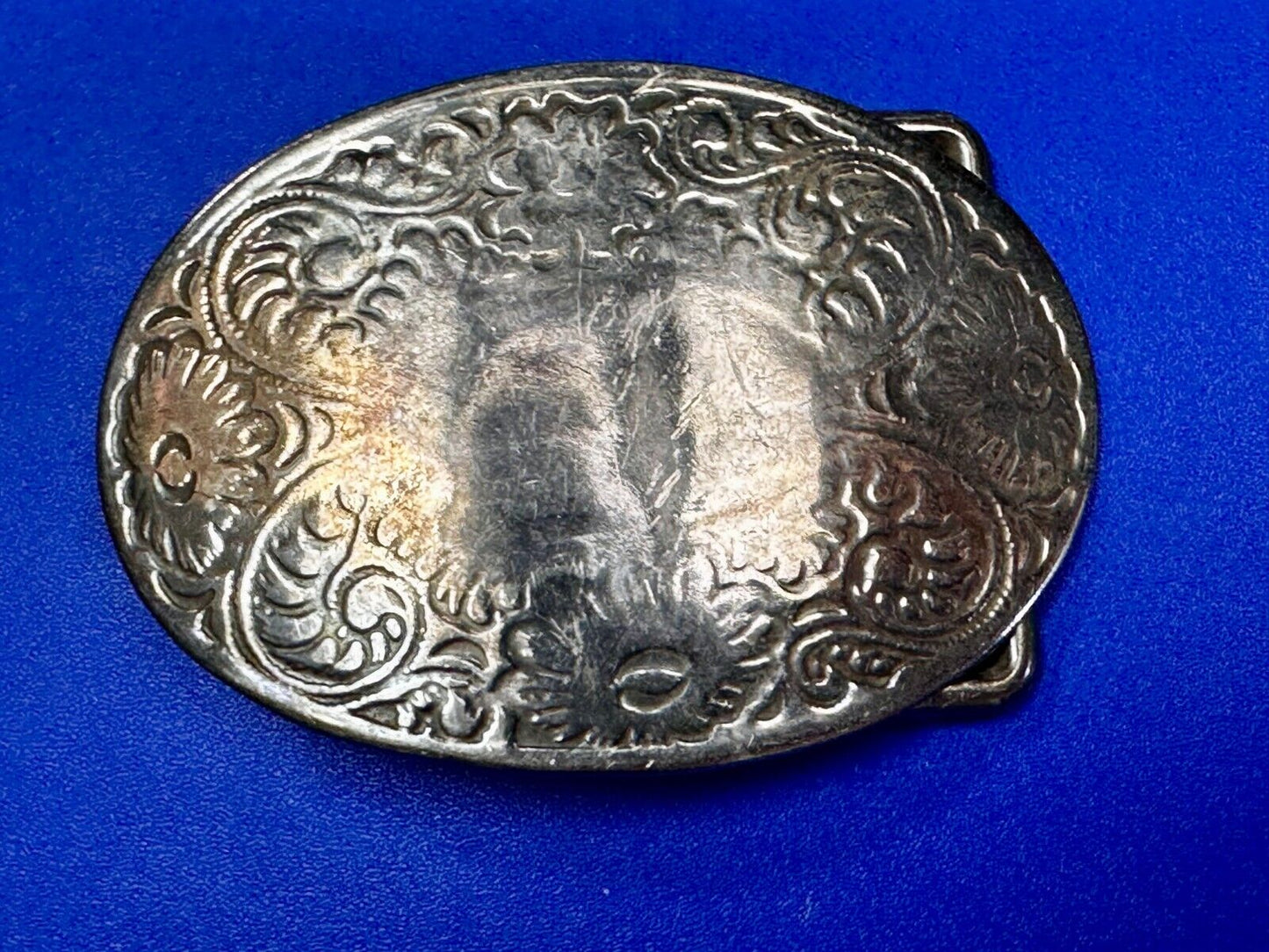Vintage 3" wide western flower swirl design belt buckle