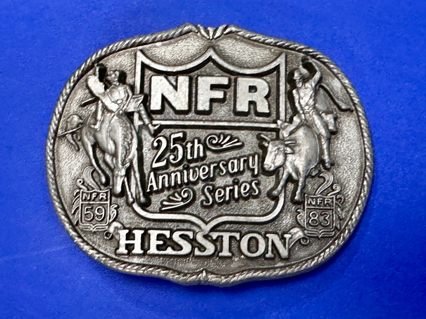 1983 Hesston NFR National Finals Rodeo Cowboys 25th aniversary Belt Buckle
