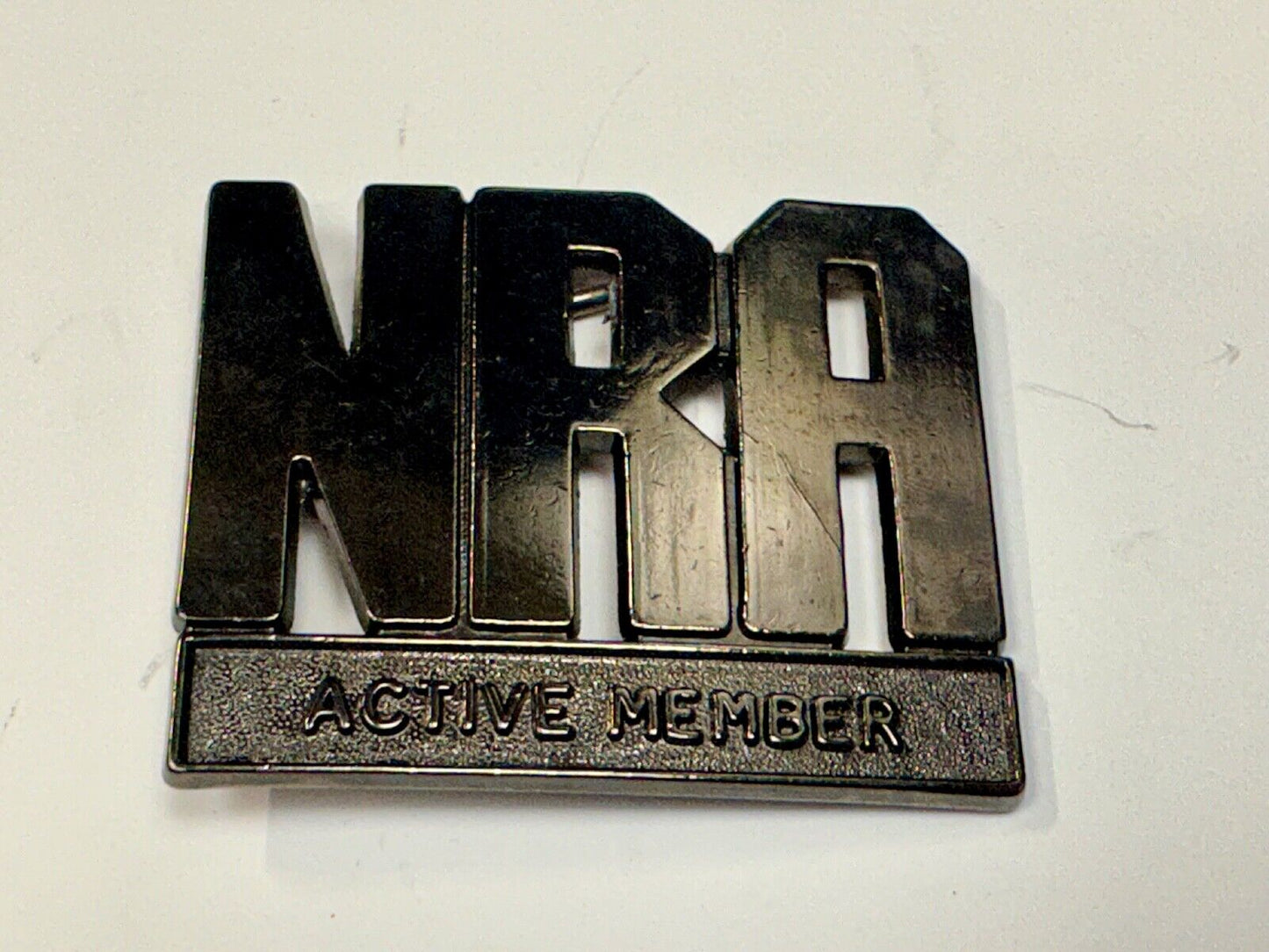 Vintage 1980's NRA Active Member Black Belt Buckle National Rifle Association