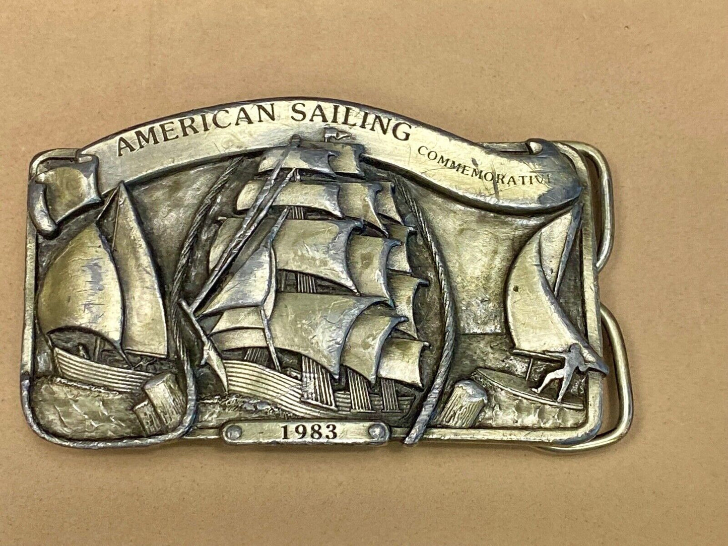 Vintage 1983 American Sailing Boating Commemorative Belt Buckle By Arroyo Grande