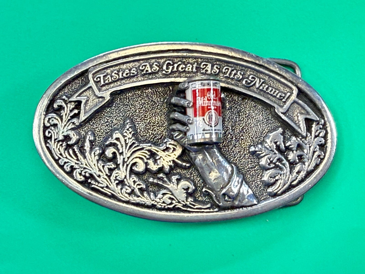 Taste as Great as Its Name Old Milwaukee Beer Promotional Belt Buckle by Adezy