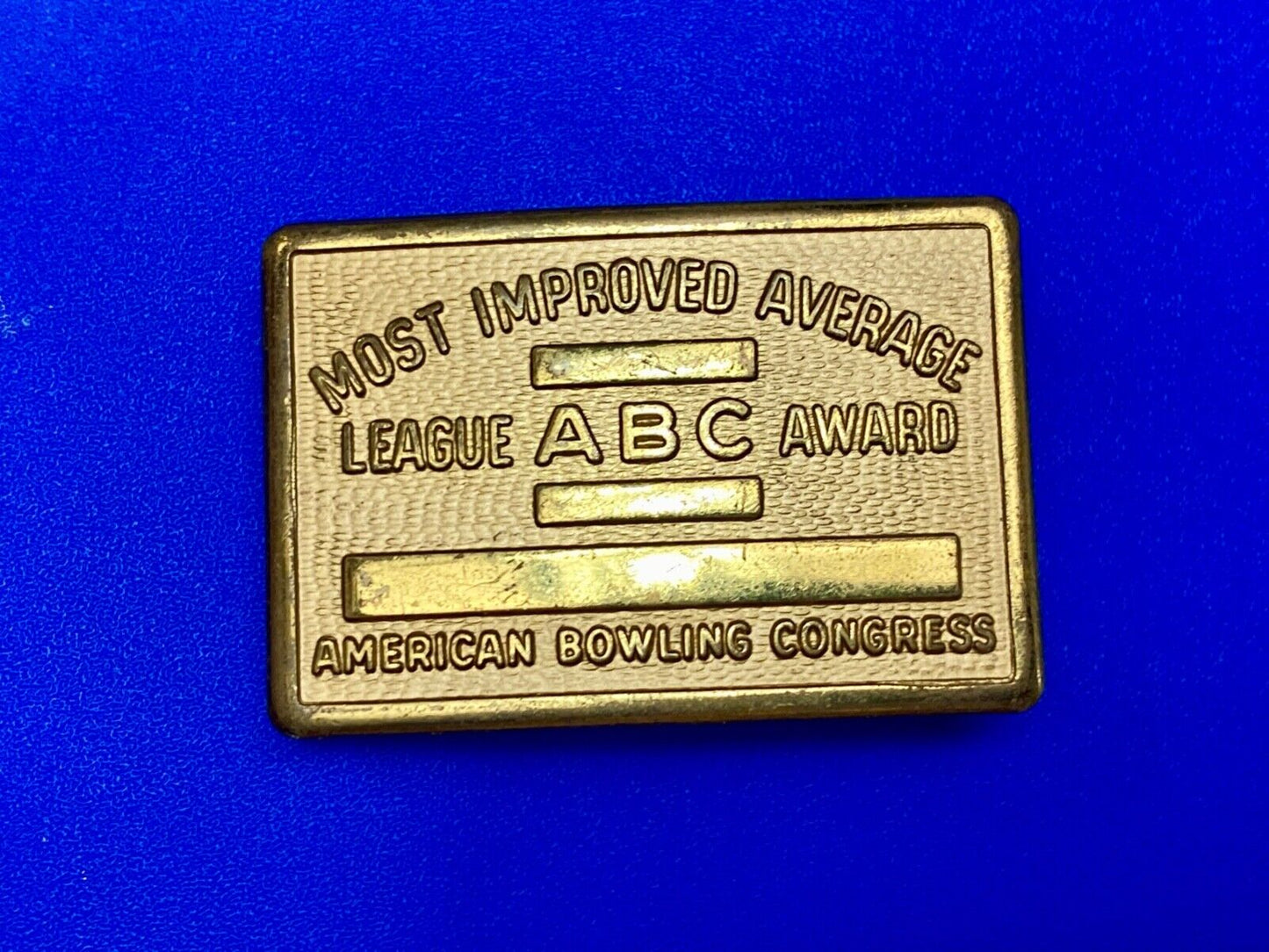 AMERICAN BOWLING CONGRESS MOST IMPROVED AVERAGE AWARD BELT BUCKLE BLANK RIBBON