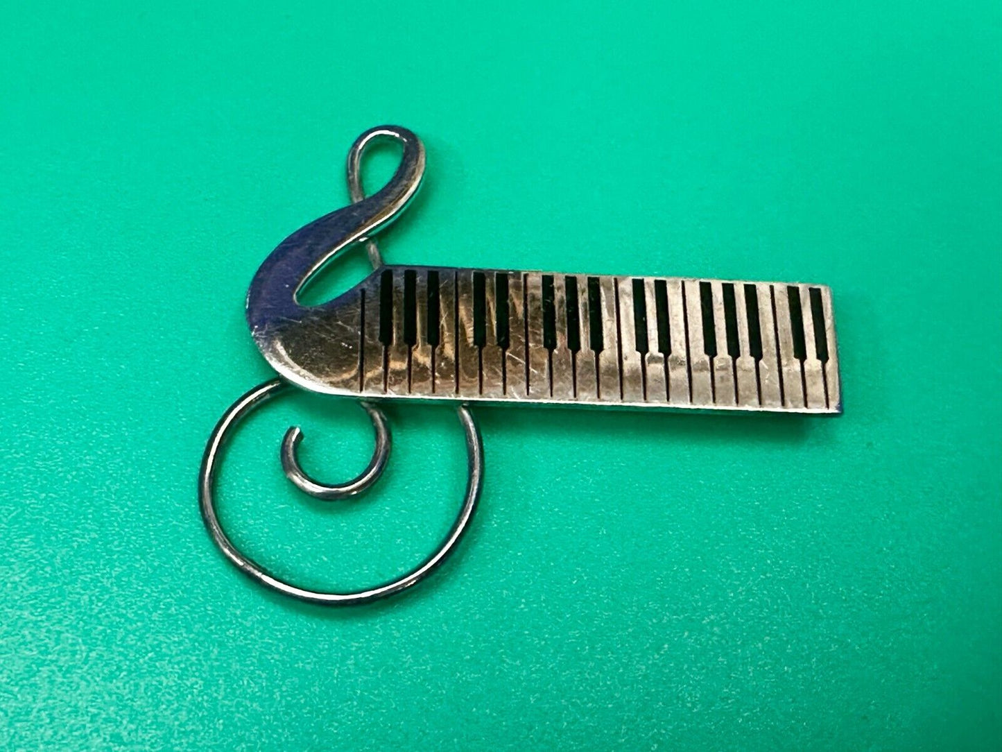 Treble Clef Piano Music Keyboard Musician Vtg. Brooch Pin Sterling 925 Mexico