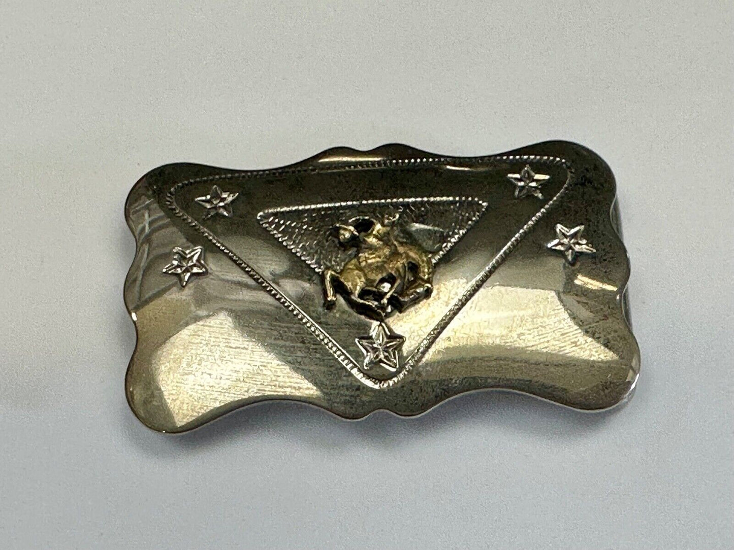 Vintage Cowboy Saddle Bronc western two tone belt buckle with star accents
