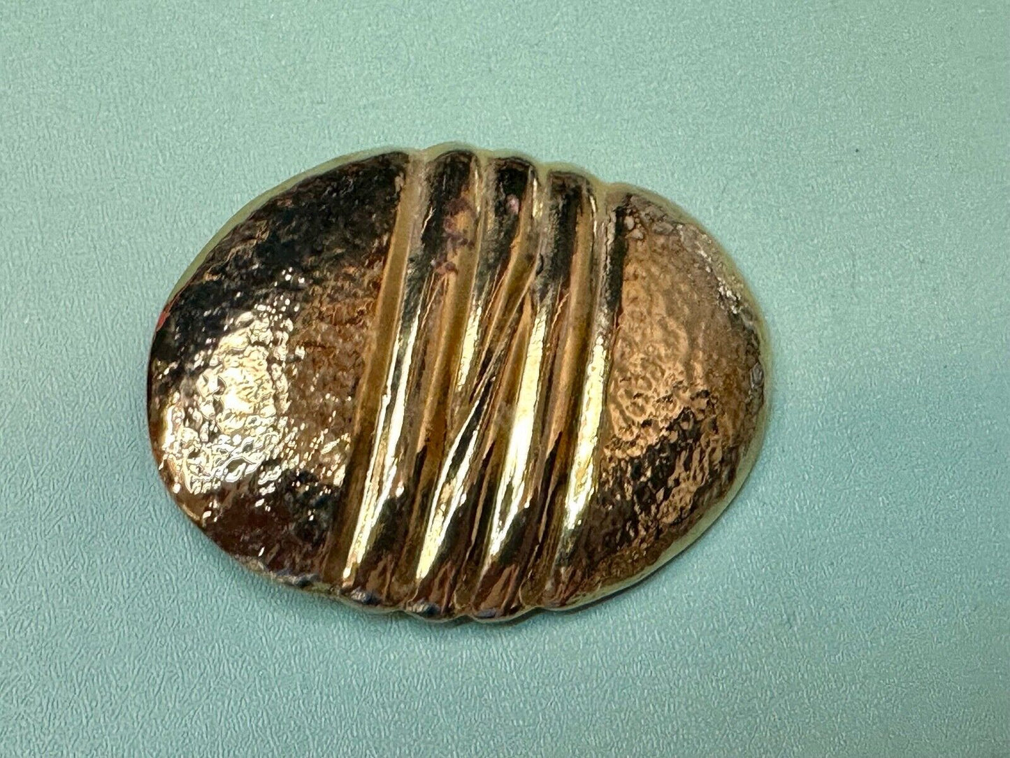Vintage Chunky Gold Tone Raised belt buckle Scarf Slide Holder marked A