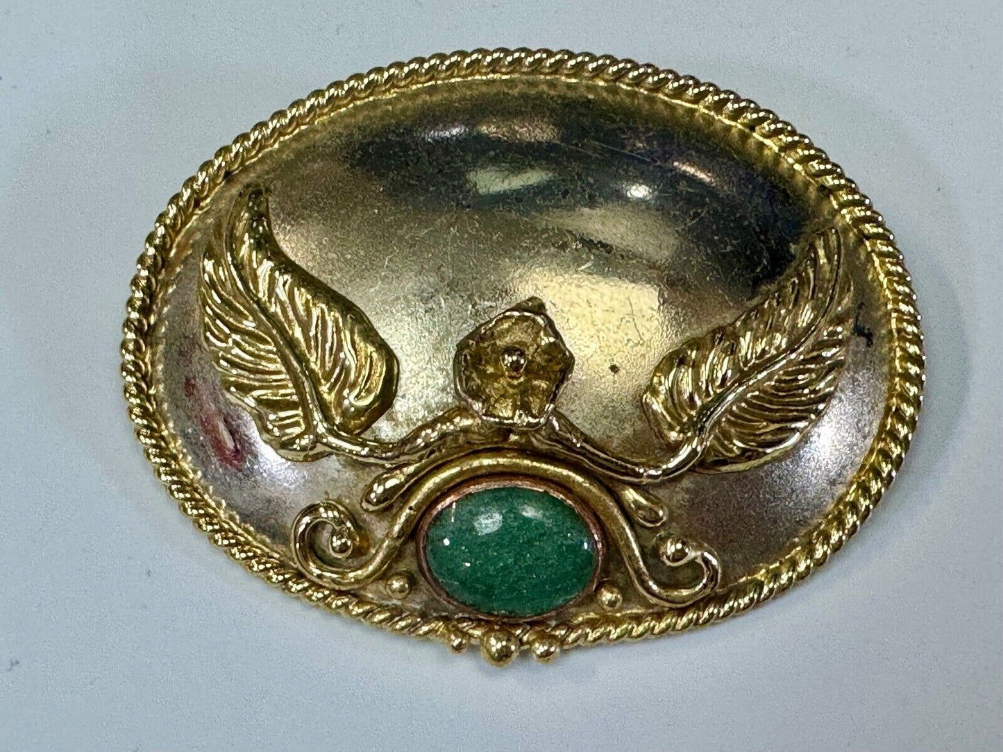 two tone LEAF theme unknown to me! green turquoise? Artisan western belt slide