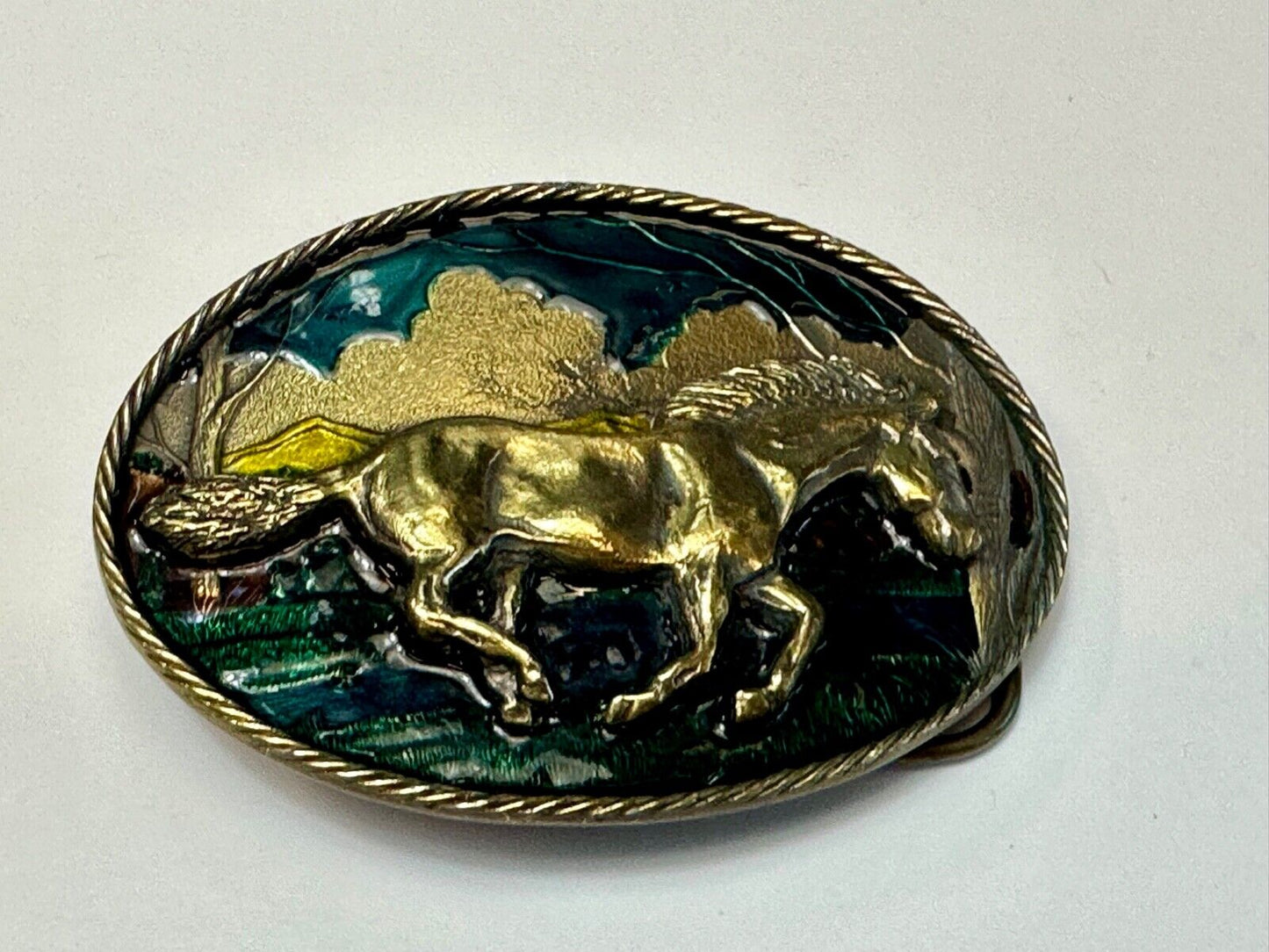 Vintage 1980 running mustang horse - The Great American belt buckle Co