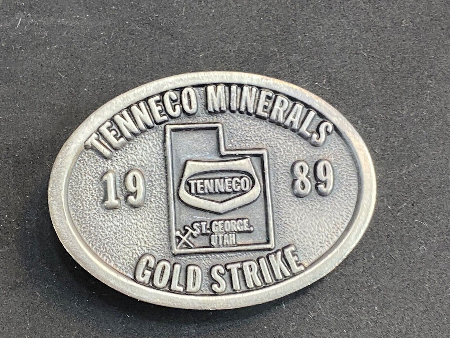 Tenneco Minerals 1989 Gold Strike Belt Buckle - St George Utah