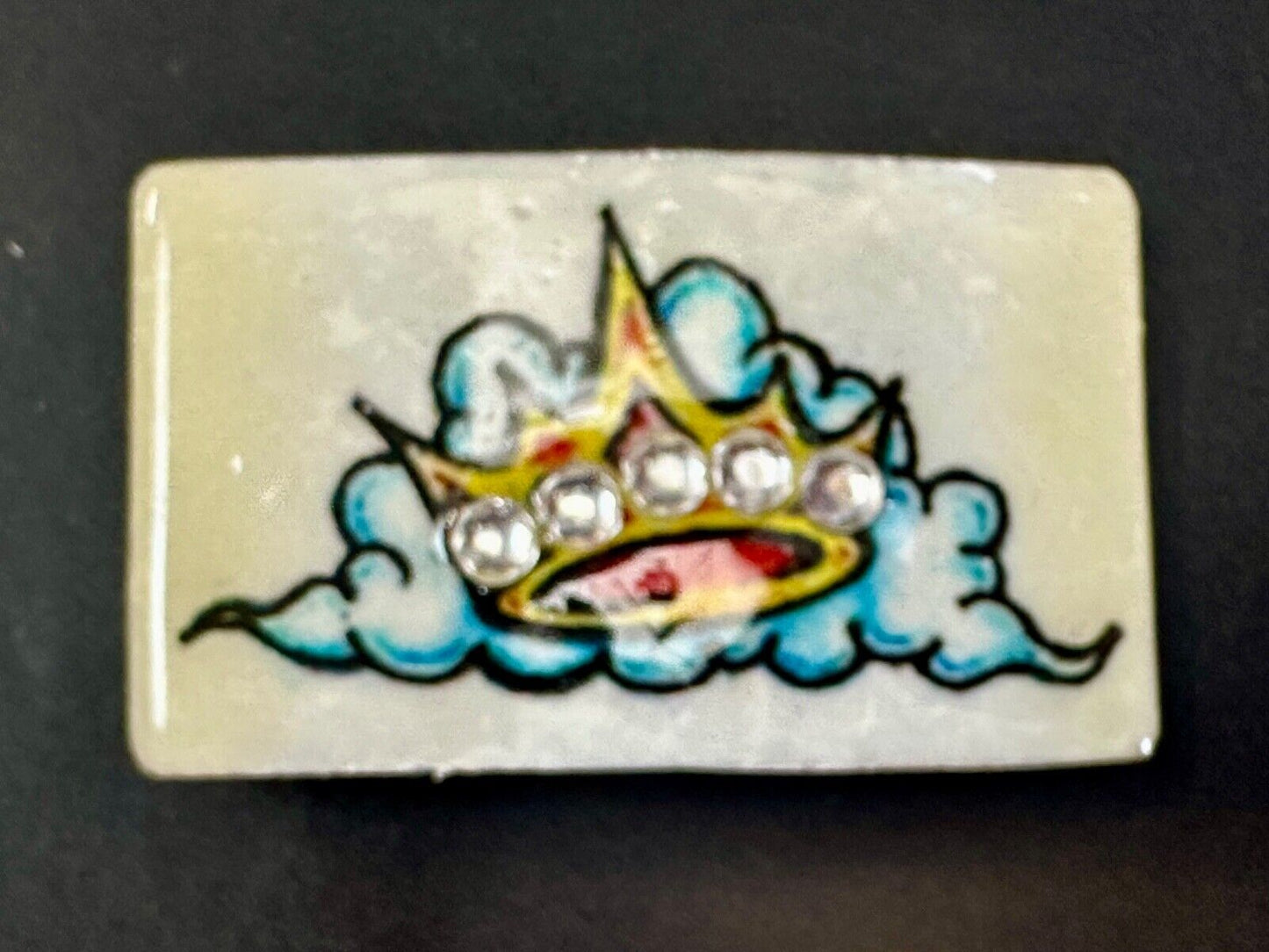 Artisan CROWN on colorful cloud with Rhinestone accents Belt Buckle
