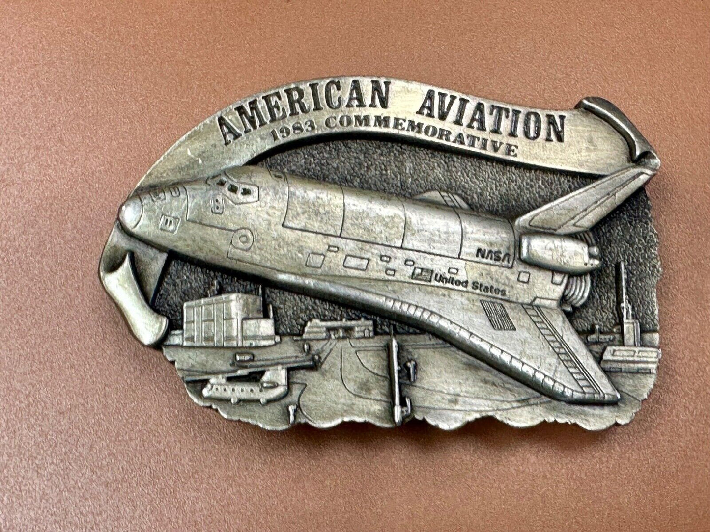 1983 American Aviation Commemorative Plane Pilots belt buckle by Arroyo Grande