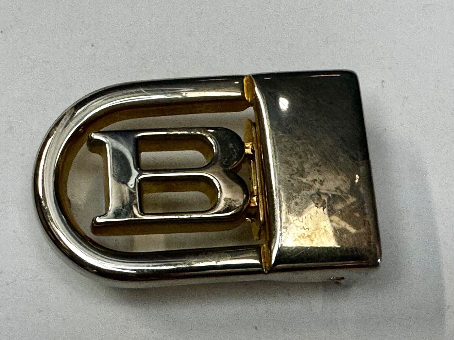 B - Letter Initial Monogram Vintage Gold tone swing arm small belt buckle