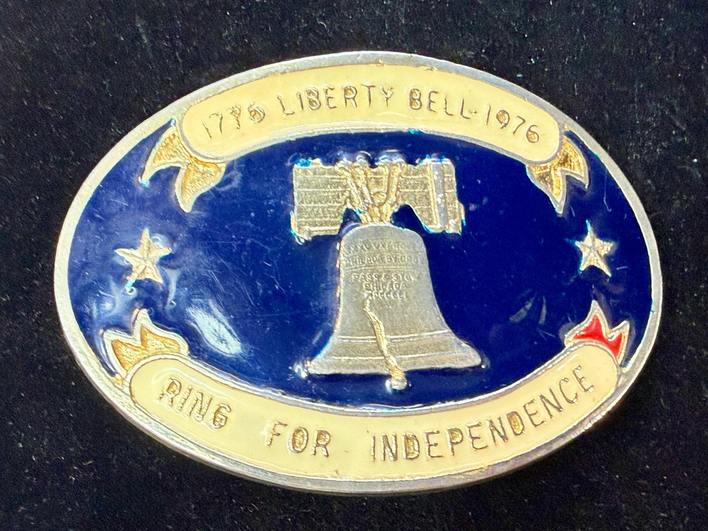 Bicentennial 1776-1976 Liberty Bell Ring Independence Commemorative Belt Buckle