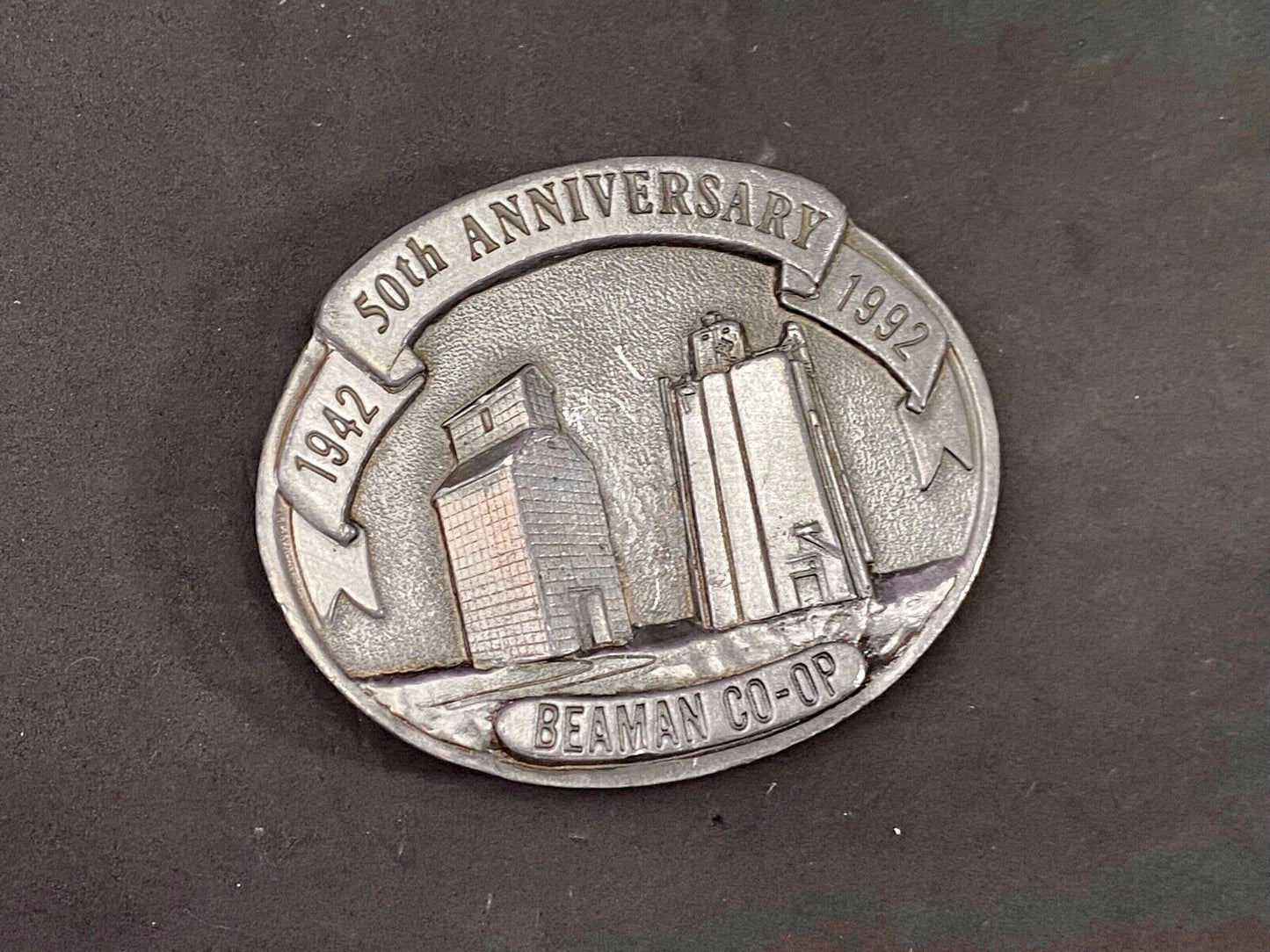 Beaman Co-Op 50Th Anniversary Iowa Feed Grain Farming Agriculture Belt Buckle