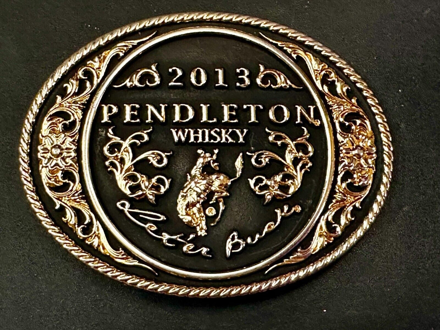 2013 Pendleton Whiskey Let'er Buck Rodeo Cowboy Montana Silversmiths Belt Buckle